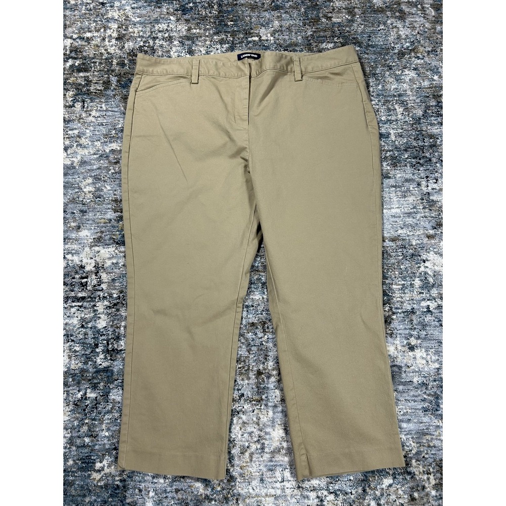 Lands' End Women's 18P Khaki Chino Pants Mid Rise Slim Leg. 00607